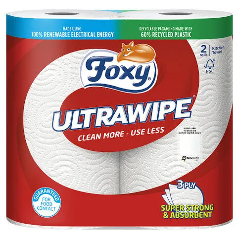 FOXY ULTRAWIPE KITCHEN TOWEL 3PLY 2PK