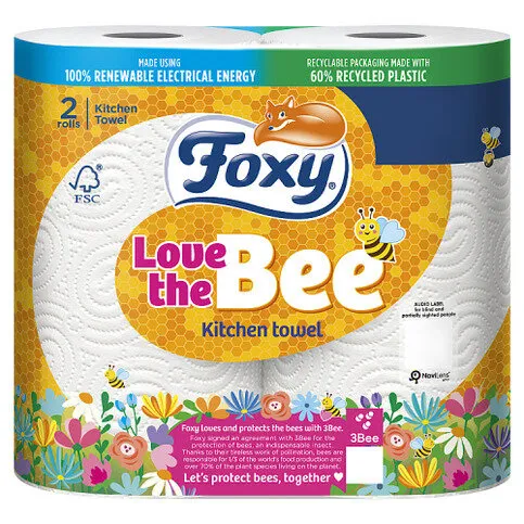 FOXY LOVE THE BEE KITCHEN ROLL 2PLY 2PK