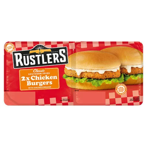 Rustlers Classic Southern Fried Chicken Burgers with Our Mayonnaise 254g