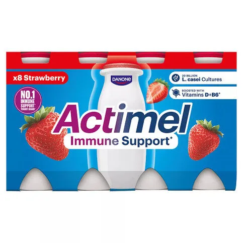 Actimel Strawberry Immunity Yoghurt Drink Multipack, 8x100g