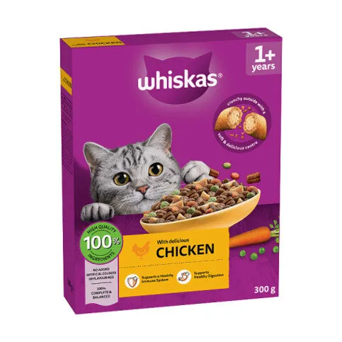 WHISKAS 1+ Dry CHICKEN Cat Food 300g