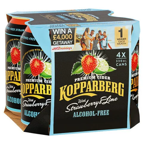 Kopparberg Alcohol-Free Premium Cider with Strawberry & Lime 4 x 330ml