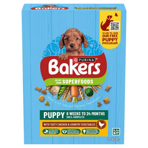 BAKERS Superfoods Puppy Chicken with Vegetables Dry Dog Food 1.1kg