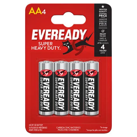 Eveready Super Heavy Duty AA4 Batteries 4 Pack