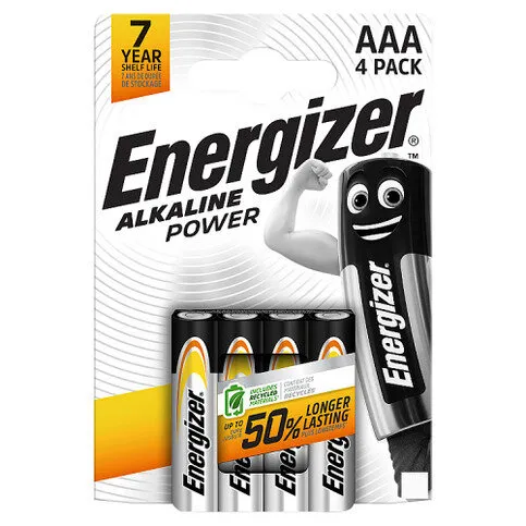 Energizer Alkaline Power AAA Batteries, 4 Pack