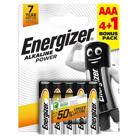 Energizer Alkaline Power AAA Batteries, 5 Pack