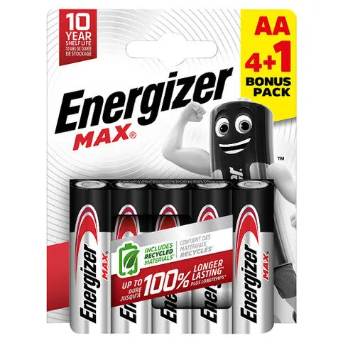 Energizer Max AA Batteries, Alkaline, 5 Pack