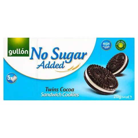 Gullón No Sugar Added Twins Cocoa Sandwich Cookies 5 x 42 (210g)