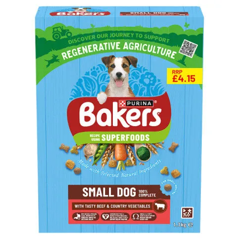 BAKERS Superfoods Small Dog Beef Dry Dog Food 1.1kg PMP