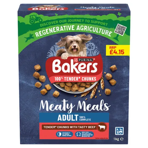 BAKERS Meaty Meals Beef Dry Dog Food 1kg PMP