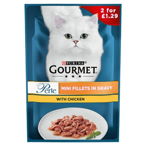 GOURMET Perle Mini Fillets in Gravy Chicken Wet Cat Food 85g