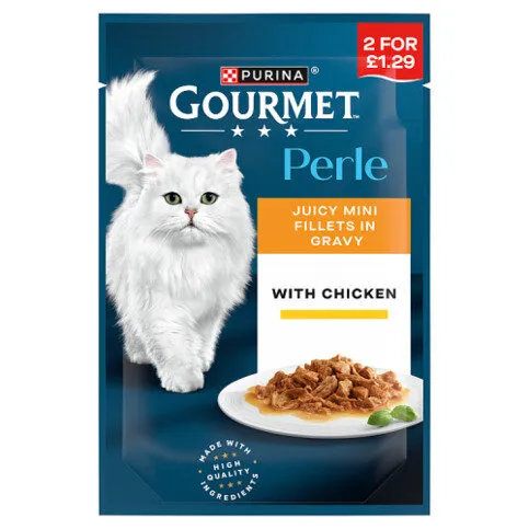 Gourmet Perle Mini Fillets in Gravy with Chicken Wet Cat Food 85g