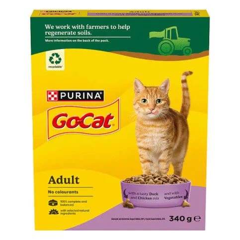 GO-CAT Chicken and Duck Dry Cat Food 340g PMP