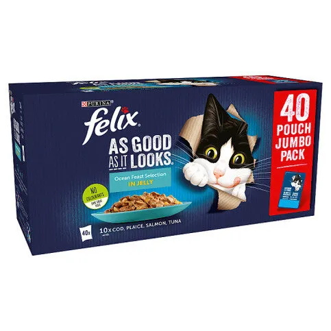 Felix As Good As It Ocean Feasts Selection in Jelly 40 x 85g (3.4kg)
