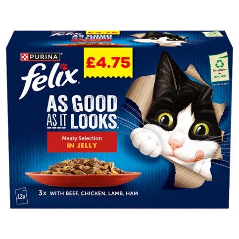 Felix As Good As it Looks Meaty Selection in Jelly Wet Cat Food 12x85g