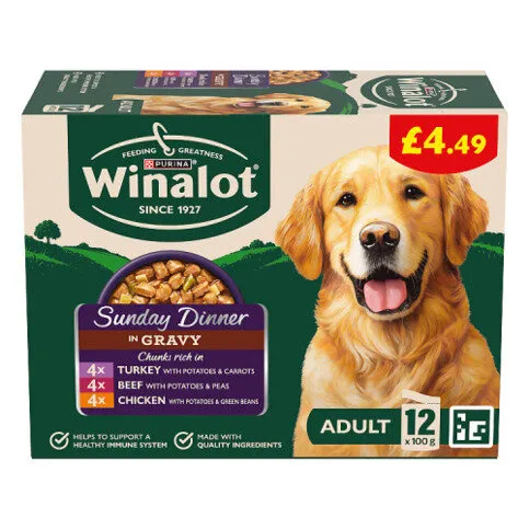 WINALOT Sunday Dinner Mixed in Gravy Wet Dog Food 12x100g PMP
