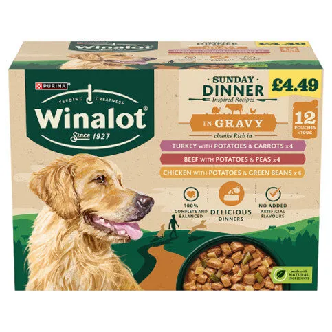 WINALOT Sunday Dinner Mixed in Gravy Wet Dog Food 12x100g PMP