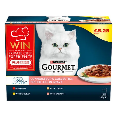GOURMET Perle Connoisseur's Collection in Gravy Wet Cat Food 12x85g