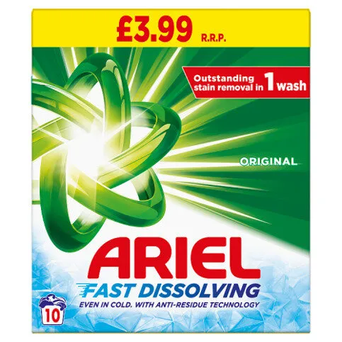 Ariel Fast Dissolving Washing Powder 600KG, 10 Washes, Original
