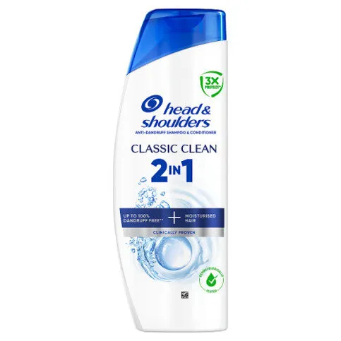 Head & Shoulders Classic Clean 2in1 Anti-Dandruff Shampoo and Conditioner 330ml. Dandruff Free Hair