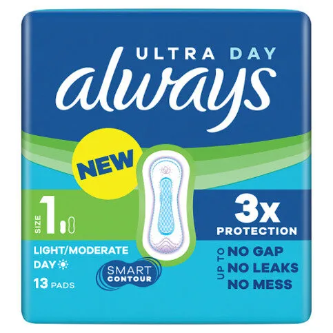 Always Ultra Sanitary Towels Light / Moderate Flow Day (Size 1) 13 Pads