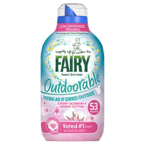 Fairy Outdoorable Fabric Conditioner, Cherry Blossom and Nordic Cotton, 53 Washes, Sensitive Skin