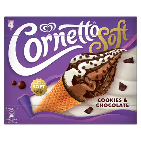 Cornetto Soft Ice Cream Cone Cookie & Chocolate 4x 140 ml 