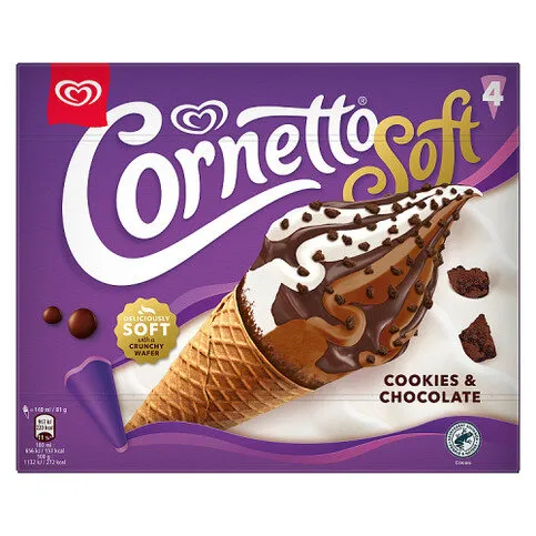 Cornetto Soft Cookie & Chocolate Ice Cream Cone 4x 140 ml