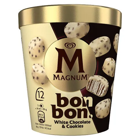 Magnum Bonbon White Chocolate & Cookies Ice Cream Frozen Snack 12x 17 ml (204 ml)