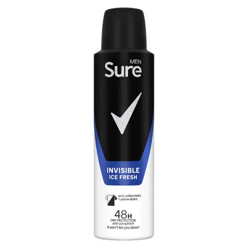 Sure Men Antiperspirant Aerosol Invisible Ice Fresh 150 ml