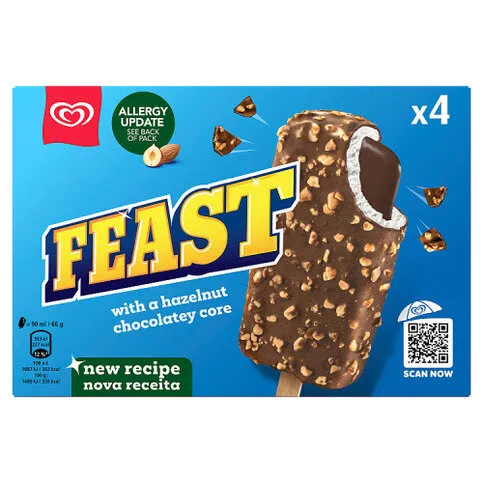 Feast Chocolate & Hazelnut Ice Cream Sticks 4x90ml