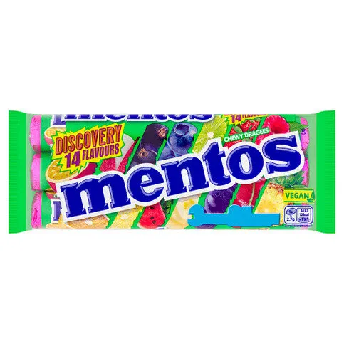 Mentos Discovery 14 Flavours Chewy Dragees Rolls 3 x 37.5g