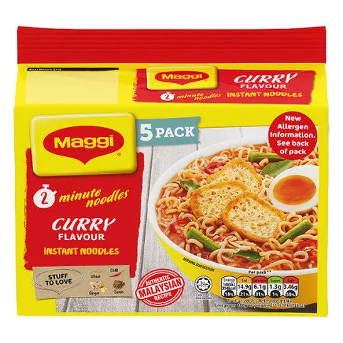 Maggi 2 Minute Instant Noodles Curry Flavour 5 x 79g