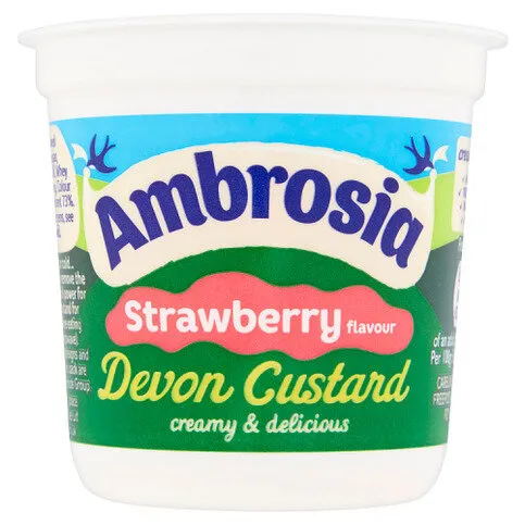 Ambrosia Strawberry Flavour Devon Custard Pot 150g