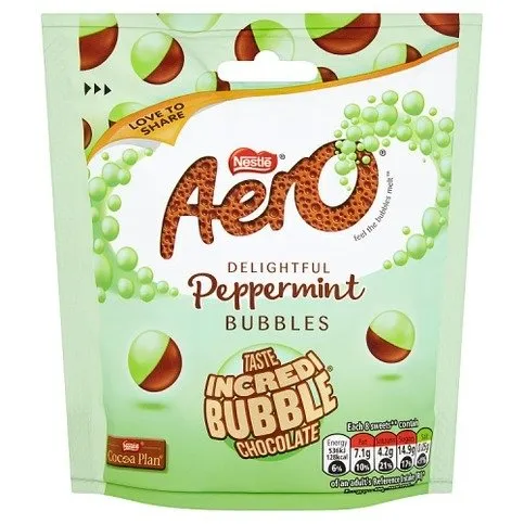 Aero Bubbles Peppermint Mint Chocolate Sharing Pouch 102g