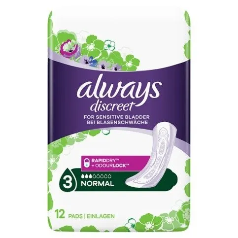 Always Discreet Incontinence Pads Women Normal x12