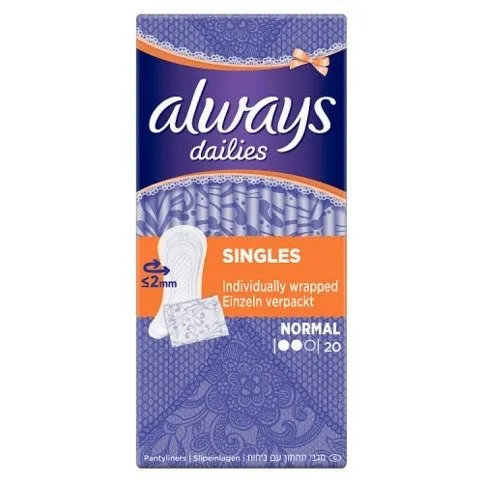 Always Dailies Singles Panty Liners Normal x 20