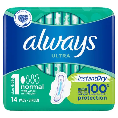 Always Ultra Normal Size 1 Sanitary Towels Wings Pads x 14