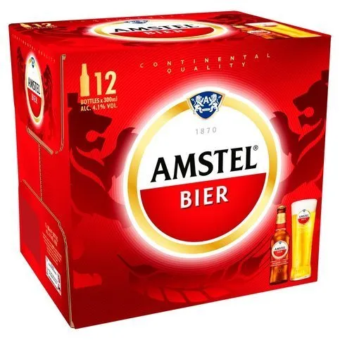 Amstel Lager Beer 12 x 300ml Bottles