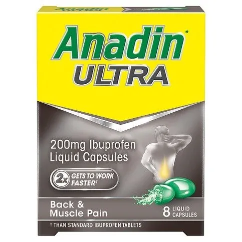 Anadin Ultra 200mg Ibuprofen 8 Liquid Capsules