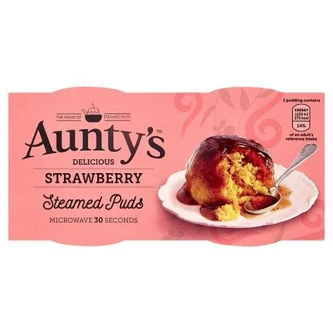 Aunty's Delicious Strawberry Steamed Puds 2 x 95g
