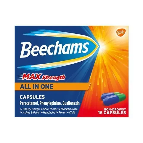 Beechams Max Strength All in One Cold and Flu Capsules 16 Pack