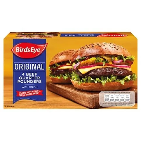 Birds Eye 4 Original Beef Quarter Pounders with Onion 454g