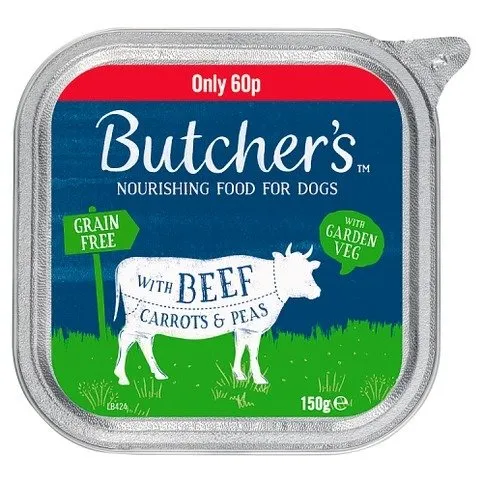 Butcher's Beef Carrots & Peas Dog Food Tray 150g