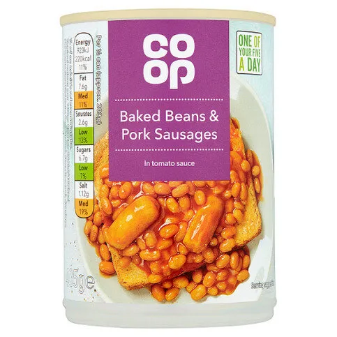 Co Op Baked Beans & Pork Sausages in Tomato Sauce 405g
