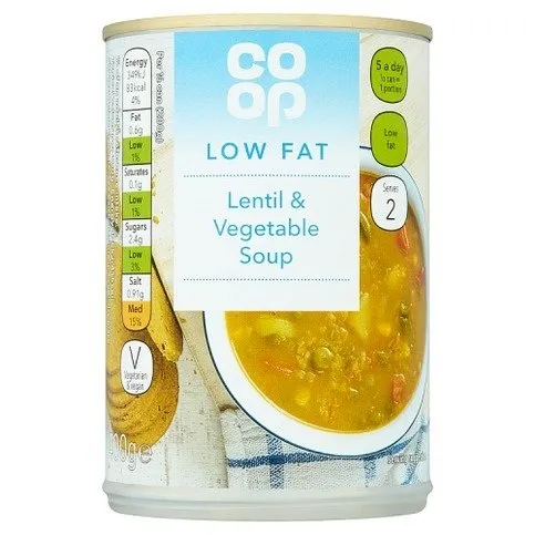 Co Op Low Fat Lentil & Vegetable Soup 400g