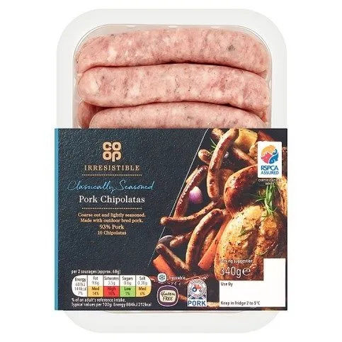 Co-op Irresistible 10 Pork Chipolatas 340g