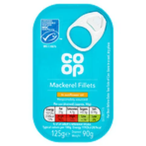 Co Op Mackerel Fillets in Sunflower Oil 125g