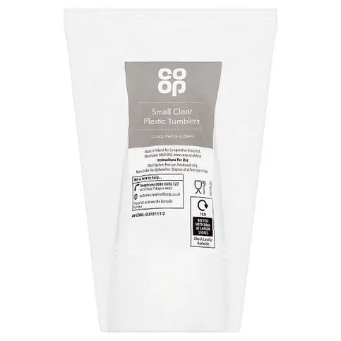 Co-op Small Clear Plastic Tumblers 12 Pack