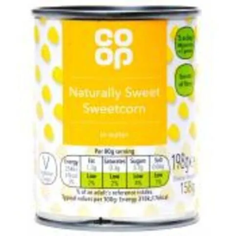Co Op Naturally Sweet Sweetcorn in Water 198g